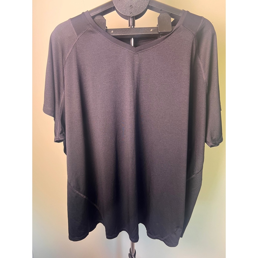 Marika Active T-Shirt Women 2X Black Good V-Neck Short Sleeve Performance
